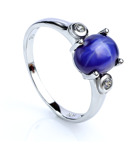 Zafiro de Estrella Anillo de Plata