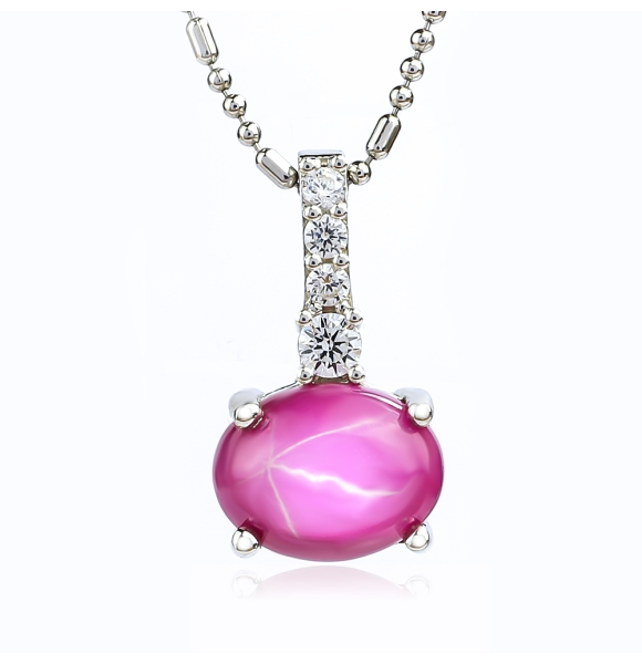 Collar de Rubí Estrella Plata de Ley