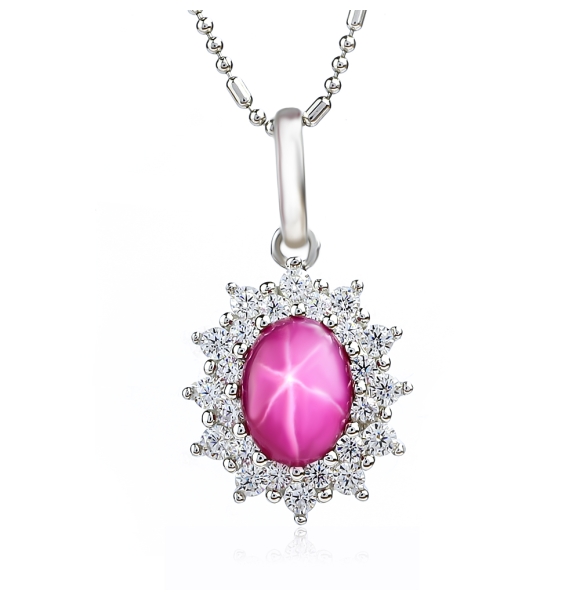 Collar de Plata Con Rubí Estrella Rojo