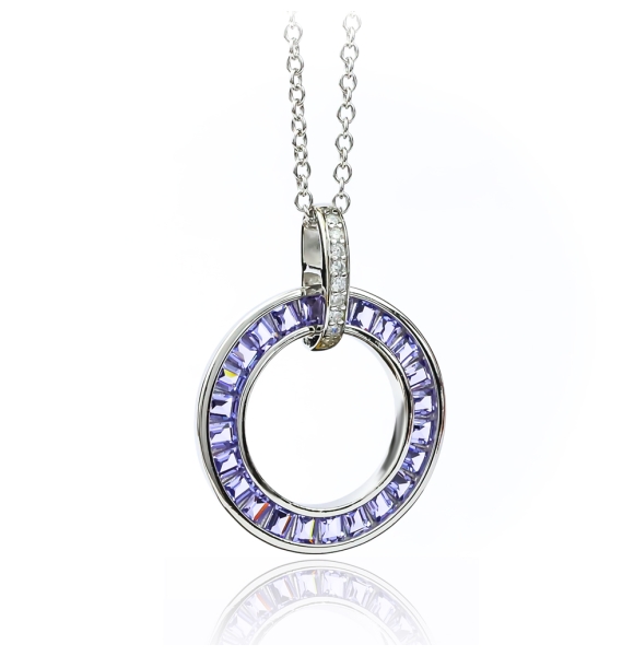 Collar Circular de Tanzanita Con Cadena de Plata