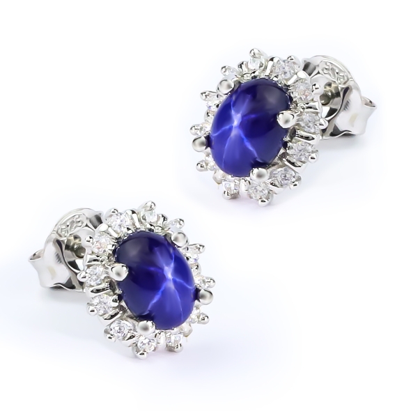 Aretes de Zafiro Estrella Con Plata de Ley 12 mm x 10 mm
