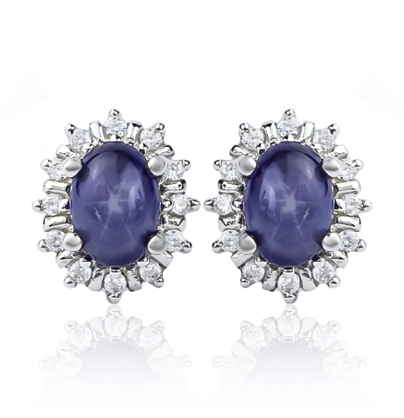 Aretes de Zafiro Estrella Con Plata de Ley 12 mm x 10 mm