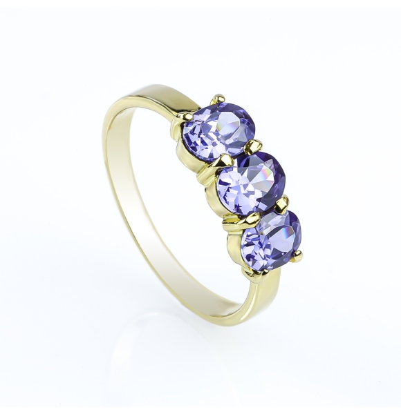 Anillo de Oro 10K Amarillo Con Tanzanita Natural