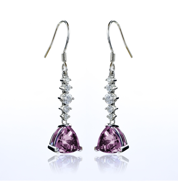 Aretes de Alejandrita ( Rosa/Morado ) en Plata de Ley .925