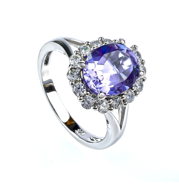 Anillo de Alejandrita en Plata de Ley .925 ( Azul/Morado )