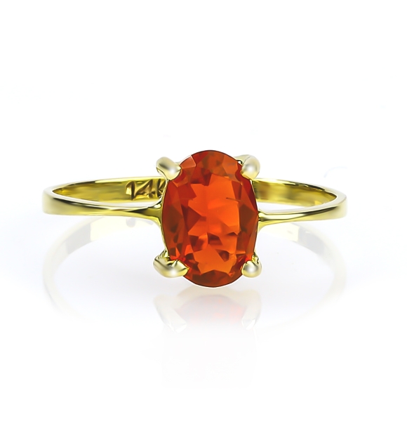 Anillo de Oro Amarillo 14K Opalo de Fuego
