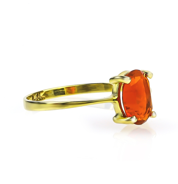 Anillo de Oro Amarillo 14K Opalo de Fuego