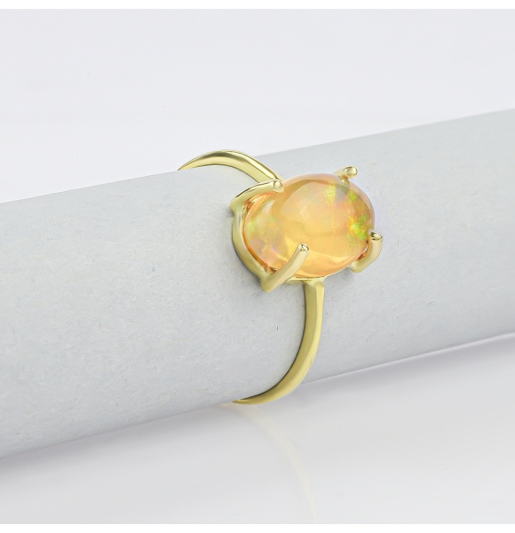 Anillo de Opalo Mexicano 14K Oro Amarillo