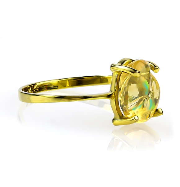 Anillo de Opalo Corte Natural Mexicano 14K Oro Amarillo