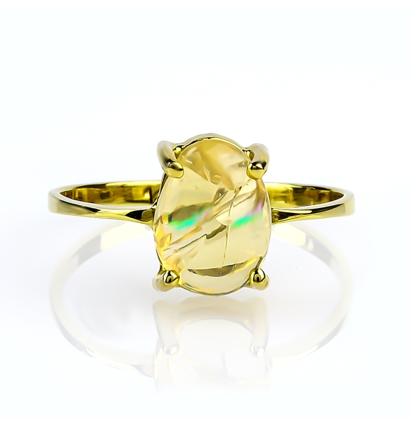 Anillo de Opalo Corte Natural Mexicano 14K Oro Amarillo