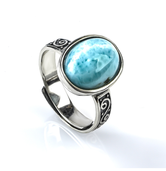 Anillo de Larimar Genuina