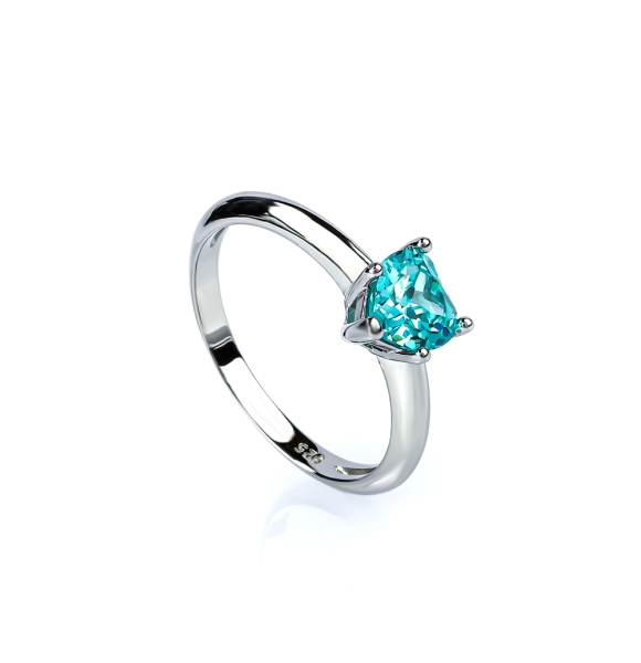 Anillo de Corazon Paraiba Turmalina Con Plata