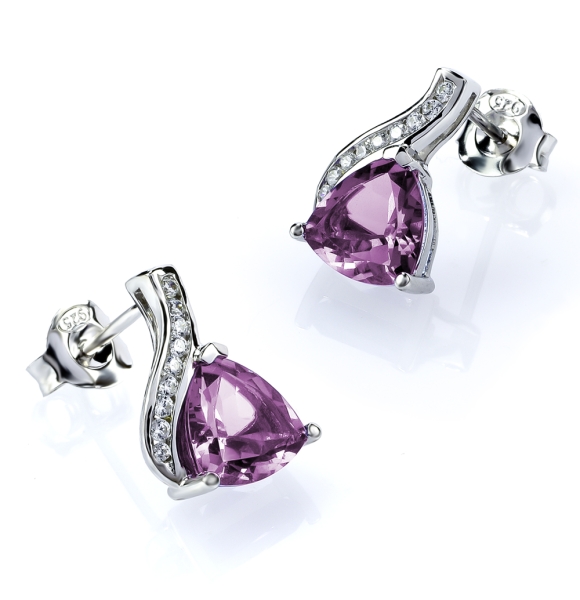 Aretes con Alejandrita en Plata de Ley .925 Azul a Morado