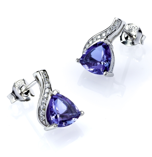 Aretes con Alejandrita en Plata de Ley .925 Azul a Morado