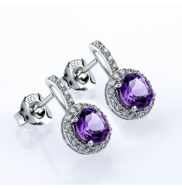 Pendientes de Plata con Piedra Amatista