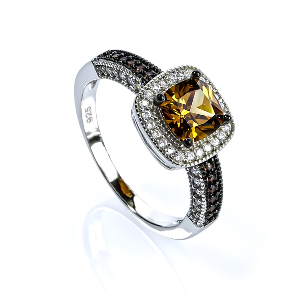 Halo Diamante Chocolate Anillo de Compromiso