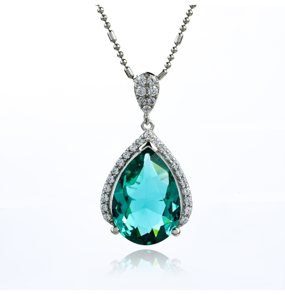 Dije de Paraiba Corte Pera en Plata .925