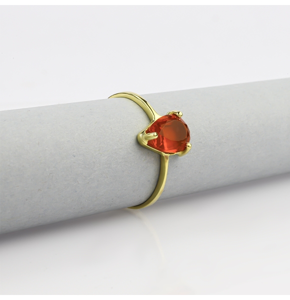 Anillo de Oro Amarillo 14K Opalo de Fuego Corte Pera