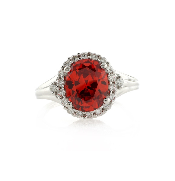 Oval Cut Mexican Fire Cherry Opal Silver Ring