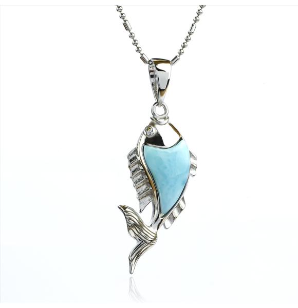 Dije de Marlin Larimar Genuina Con Plata de Ley