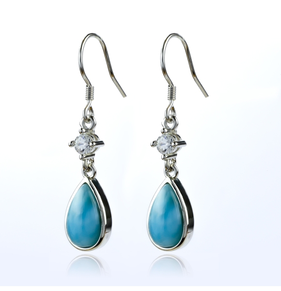 Aretes de Larimar Genuina Con Plata de Ley