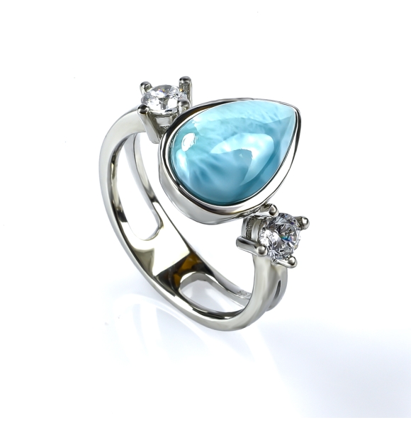 Anillo de Larimar Natural con Plata de Ley