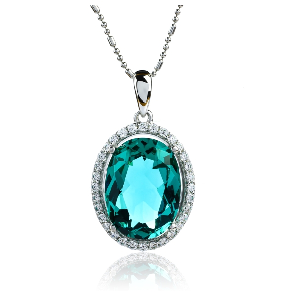 Dije de Paraiba Corte Ovalada en Plata .925