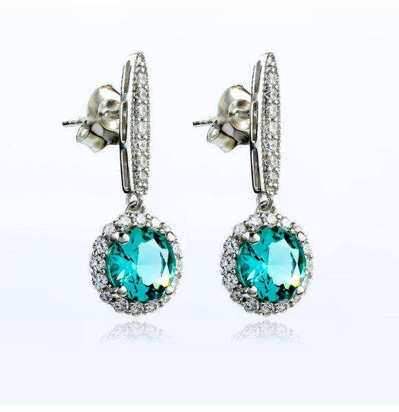 Preciosos Pendientes de Plata con Piedra Paraiba