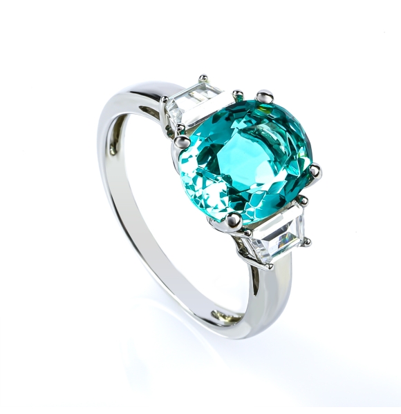 Anillo de Paraiba en Plata Fina .925