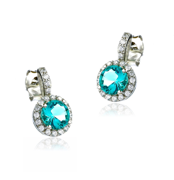 Pendientes de Plata con Piedra Paraiba