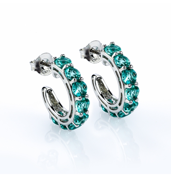 Aretes de Paraiba con Plata Aros