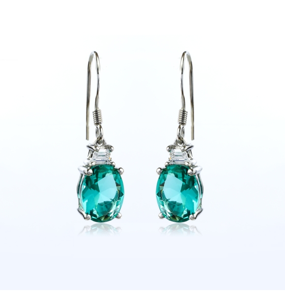 Aretes de Paraiba Corte Ovalada en Plata .925