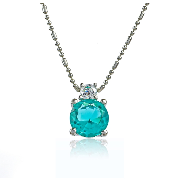 Dije de Paraiba Solitario en Plata .925