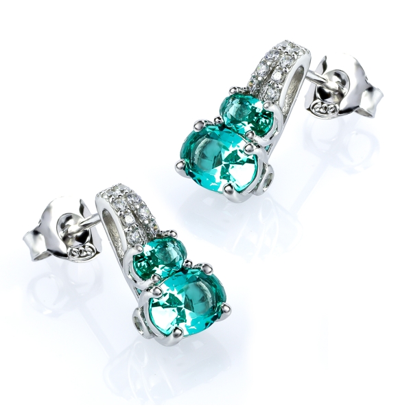 Aretes de Plata con 2 Piedras de Paraiba