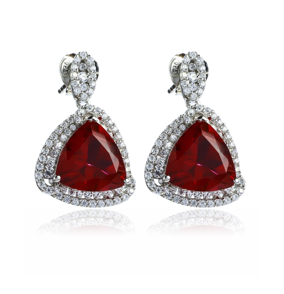 Aretes de Rubi Grande En Plata