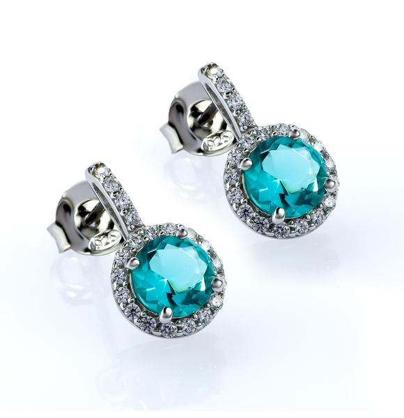 Pendientes de Plata con Piedra Paraiba