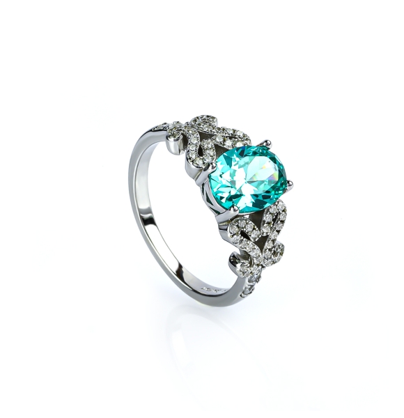 Anillo de Paraiba Turmalina Con Plata