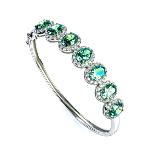 Brazalete de Alejandrita Cambia de Color en Plata Esterlina .925