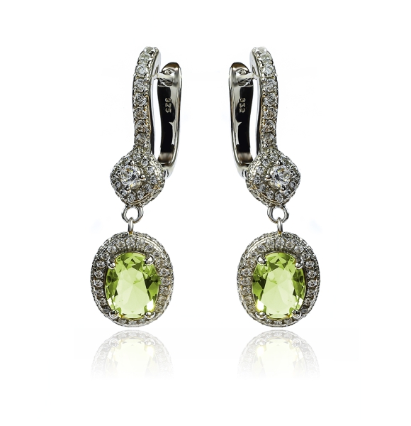 Hermoso Juego de Dije y Aretes de Plata .925 con Alejandrita Amarilla