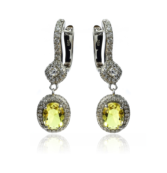 Hermoso Juego de Dije y Aretes de Plata .925 con Alejandrita Amarilla