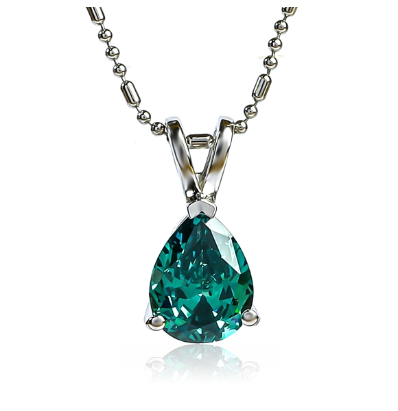 Colgante Solitario de Plata Con Alejandrita Cambio de Color Azul a Verde