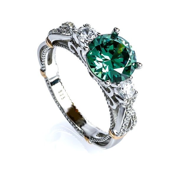 Plata de Ley Anillo de Alejandrita Corte Redonda  .925