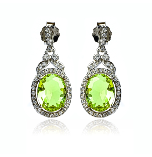 Juego de Dije y Aretes de Plata .925 con Alejandrita Amarilla