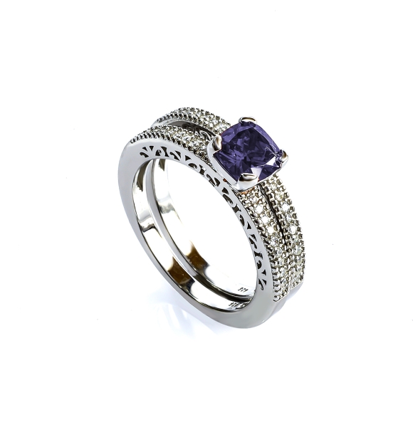 Doble Anillo de Plata Amatista