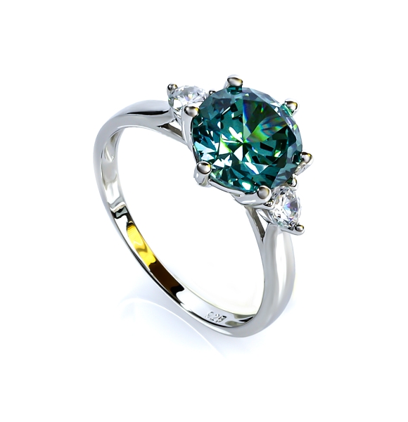 Anillo con 3 Piedras de Alejandrita en Plata .925