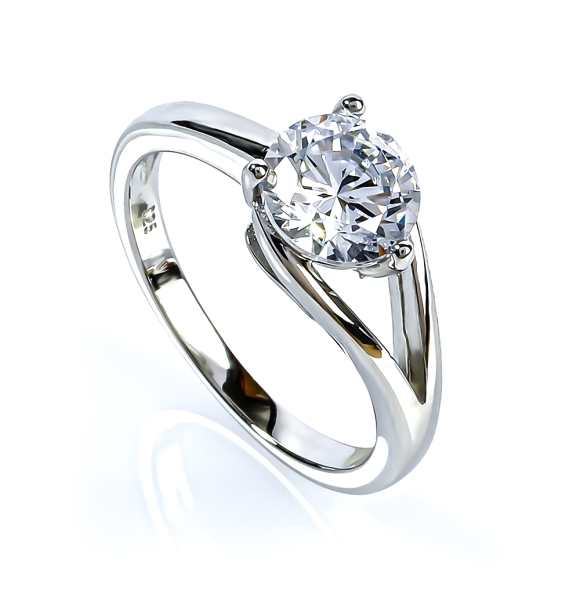 Anillo de Plata .925 Compromiso 7 mm Piedra