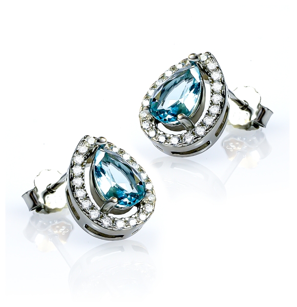 Aretes de Plata de Ley con Aguamarina