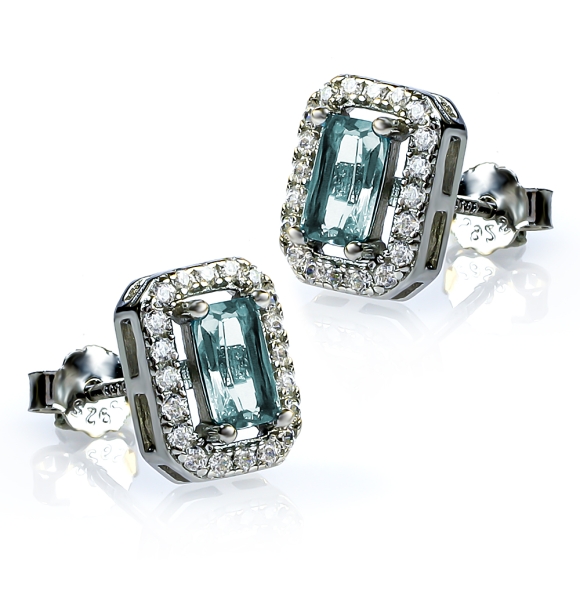 Turmalina Aretes de Plata 10 mm x 8 mm