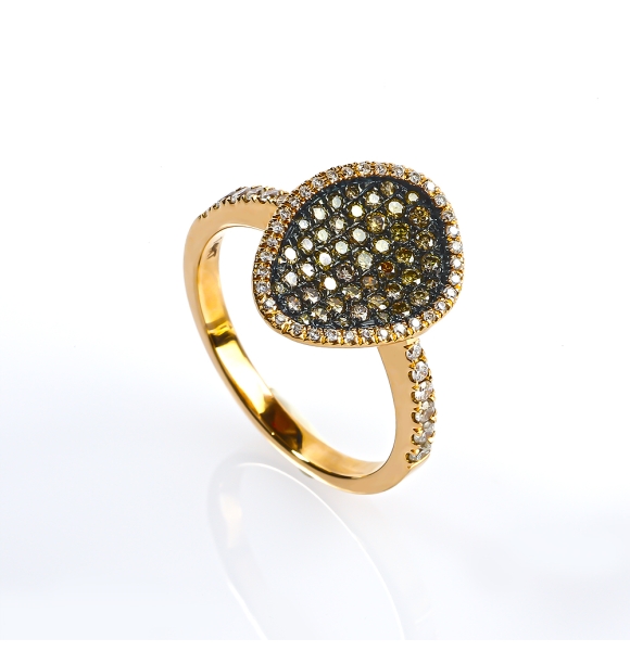 0.60 Ctw Anillo de Oro Amarillo de 14K con Diamante Chocolate