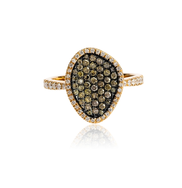0.60 Ctw Anillo de Oro Amarillo de 14K con Diamante Chocolate
